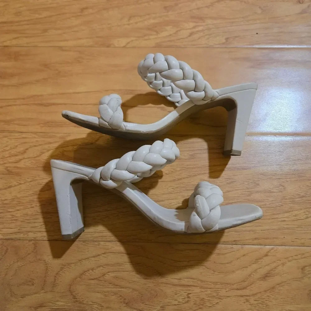 Soda Braided Band Square Heel Sandals